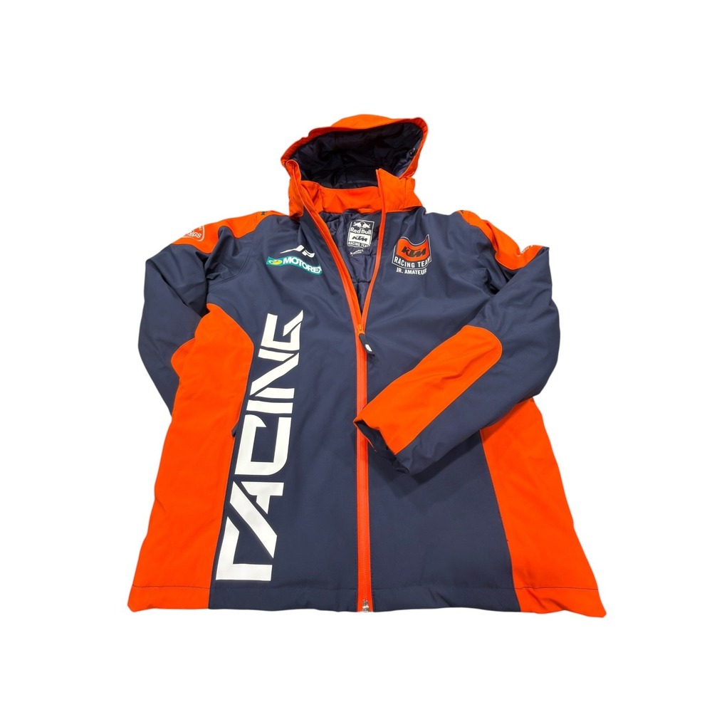 Red Bull KTM Racing Team Jacket Mens XS Navy Orange Hooded Motocross Racing